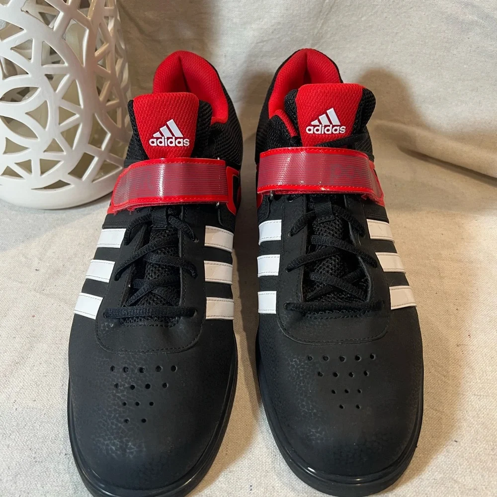 Adidas Men's Black and Red Powerlift Sneakers - Picture 2 of 10